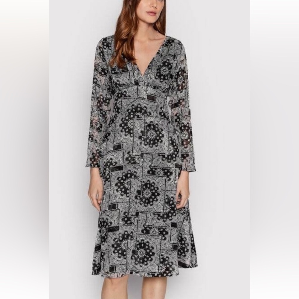 The Kooples Black and white  bandana  Long Sleeve Dress